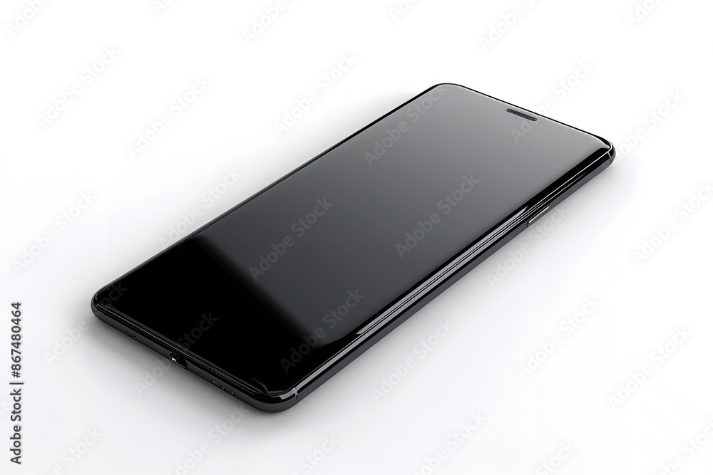 A black cell phone with a glass screen A black cell phone with a glass screen