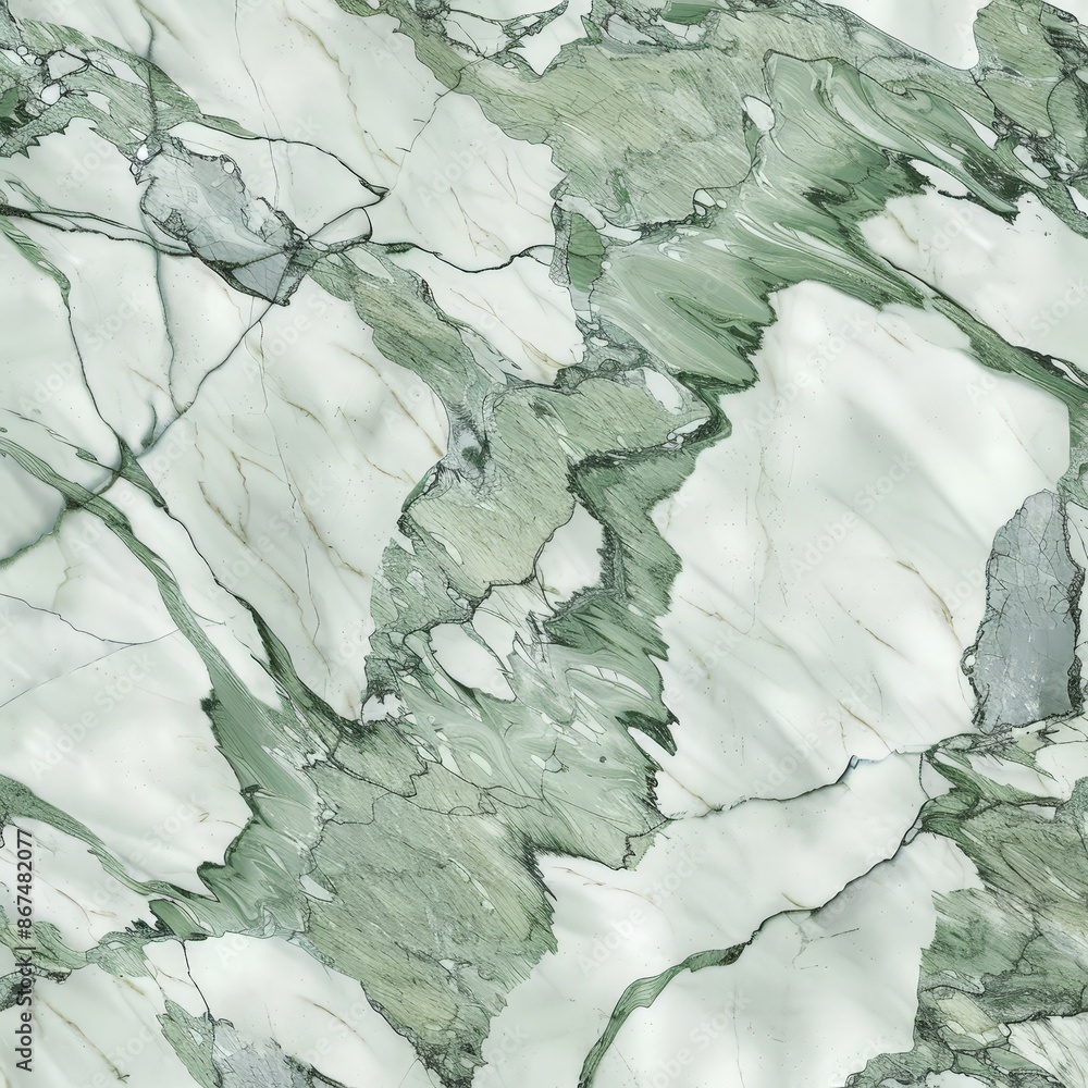 Naklejka premium Seamless Light Green and White Marble Texture