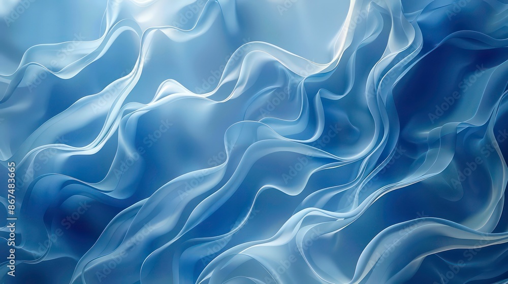 Wave Inspired 3d Wall Panels In Calming Shades Of Blue Background. Generative AI Wave Inspired 3d Wall Panels In Calming Shades Of Blue Background. Generative AI