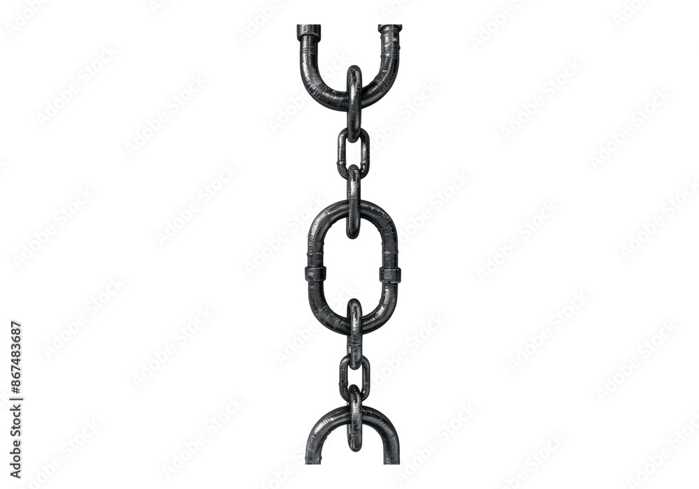 Stretched iron chain isolated, transparent background, PNG, cutout. Stretched iron chain isolated, transparent background, PNG, cutout.