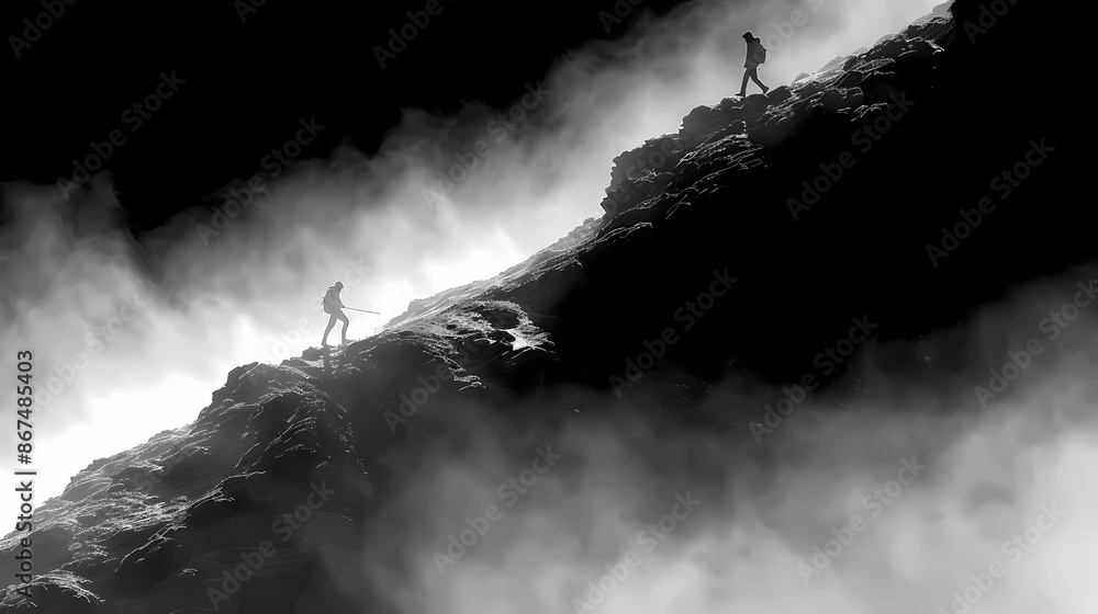 Fototapeta premium persons on the rock