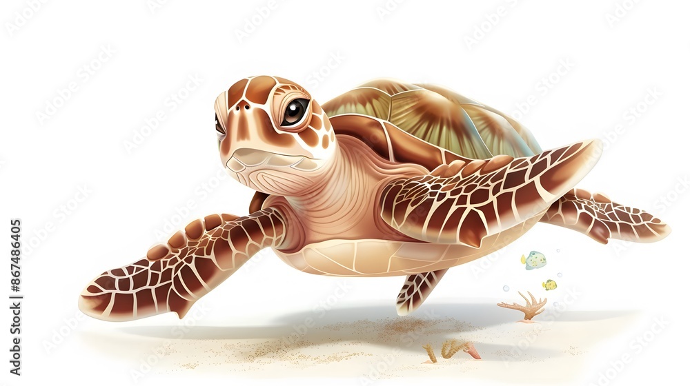 Cute sea turtle cartoon isolated on white background. Cute sea turtle cartoon isolated on white background.