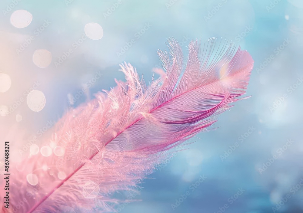 Obraz premium Soft Pink Feather with Blurred Background
