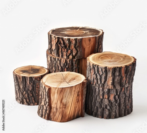  Natural Wood Stump Stool Set: Rustic Chopped Tree Trunks for Modern Interiors