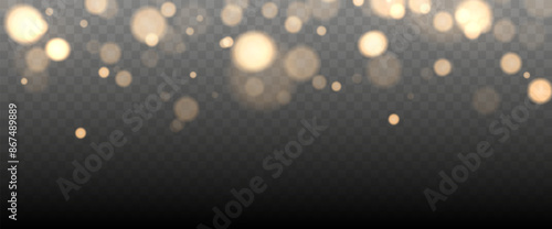 Gold bokeh lights isolated. Vector background with gold sparkles