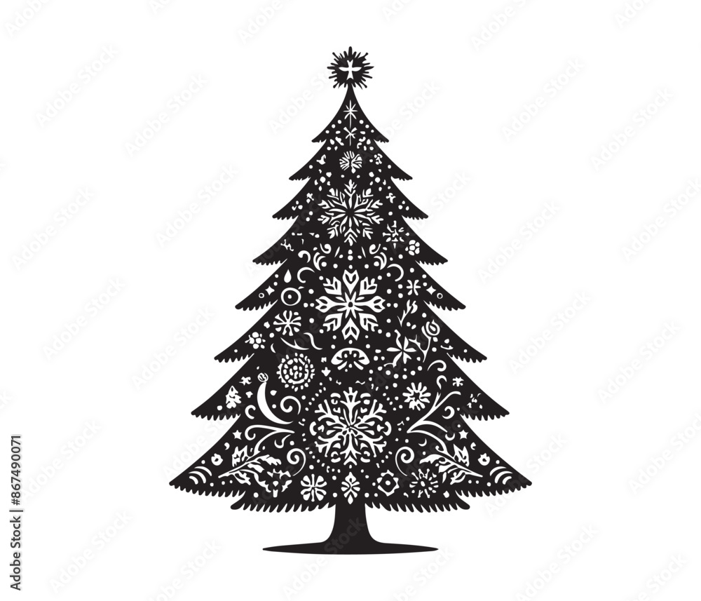 Fototapeta premium tree and christmas tree vector art graphic resources silhourtte vector style, white background