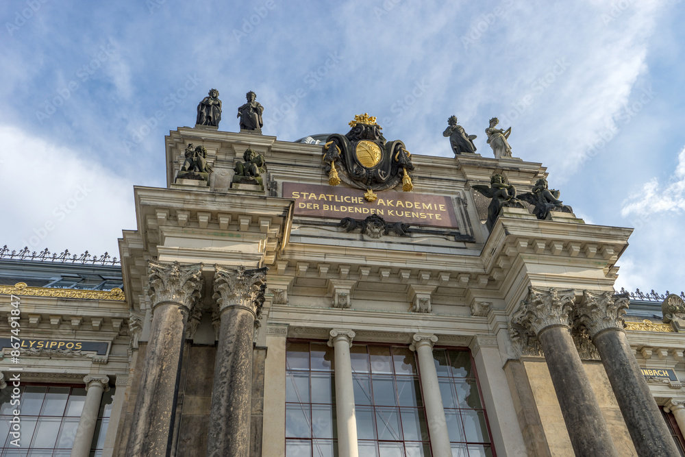 Detail of the entrance to the art college in Dresden, Saxony, Germany Detail of the entrance to the art college in Dresden, Saxony, Germany
