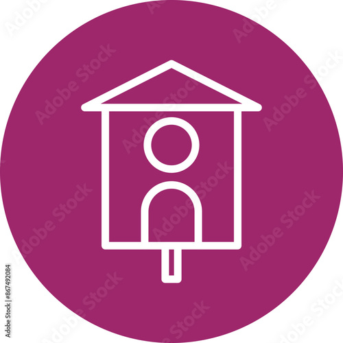 bird house Vector Line White Circles Multicolors