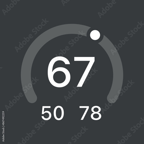 Open Gauge AQI track widget for smartphone lockscreen. Notification panel icon template for mobile phone ui. Template for banner, landing page editable vector illustration