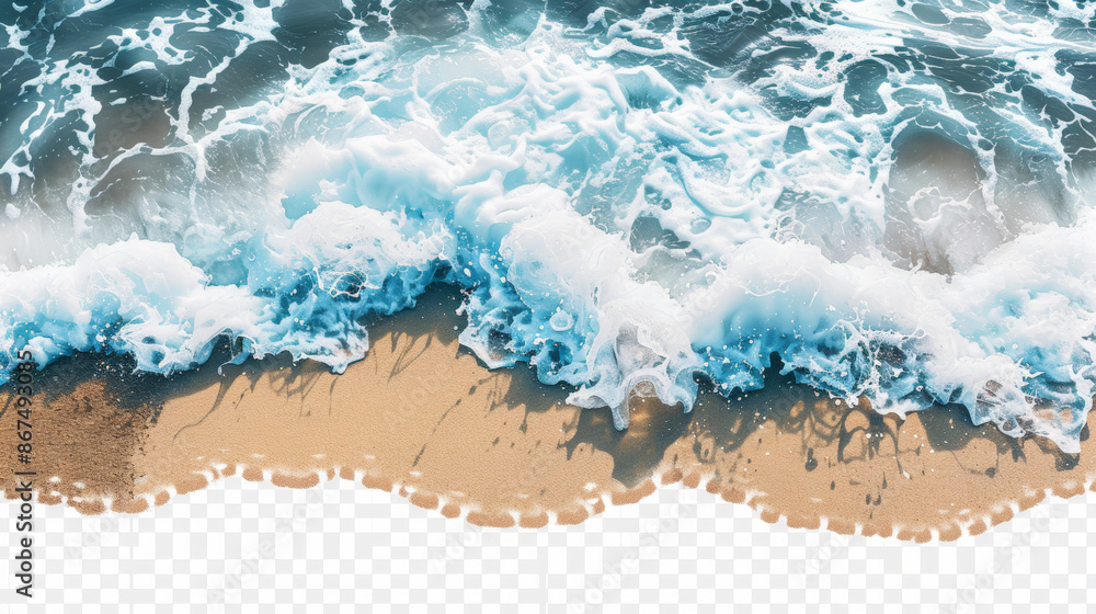 top view waves on the beach