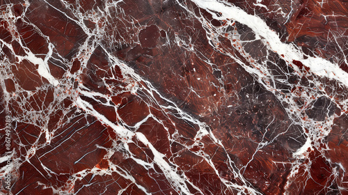 Rich Depth: Rosso Levanto Marble Close-Up - Dark Red with White Veins, High Resolution - Ideal for Dramatic Designs