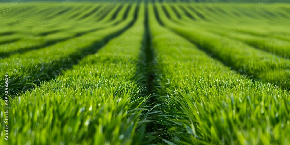 Fototapeta premium Lush green biofuel crops in sustainable agriculture field for renewable energy. Concept Sustainable Agriculture, Renewable Energy, Biofuel Crops, Green Technology, Environmental Conservation