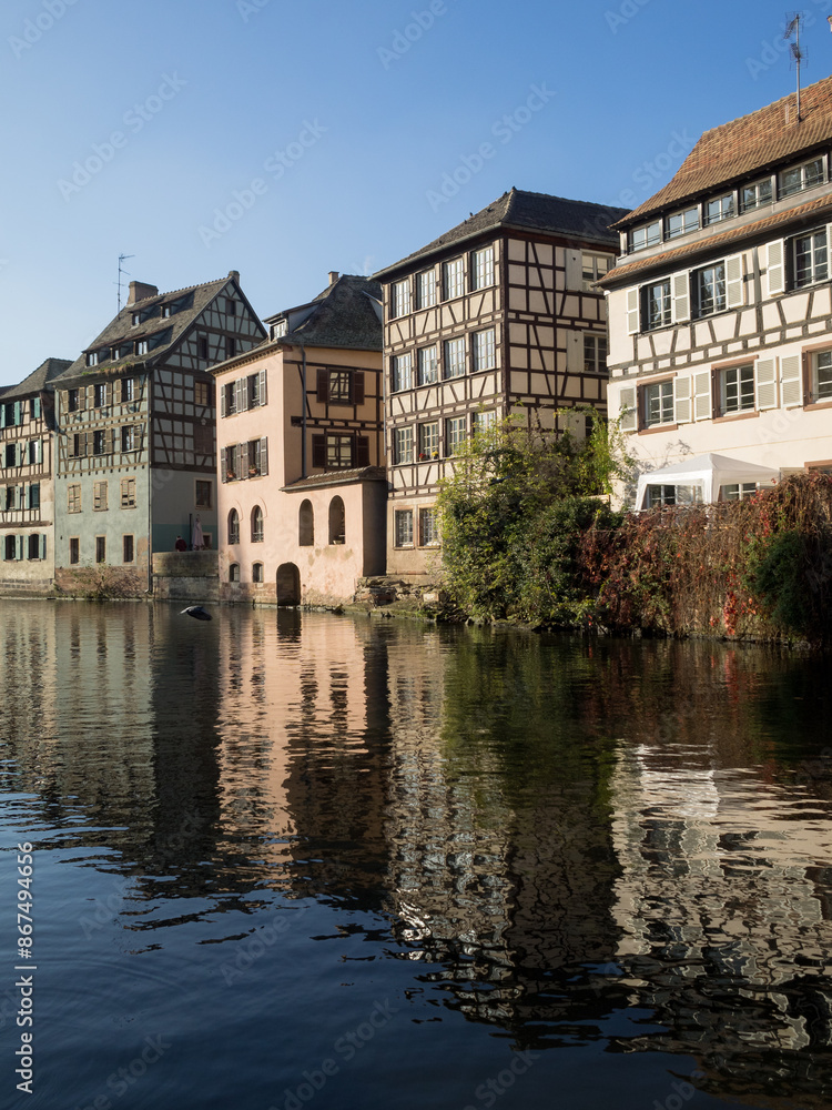 Half timbered houses along Ill River in Strasbourg Half timbered houses along Ill River in Strasbourg