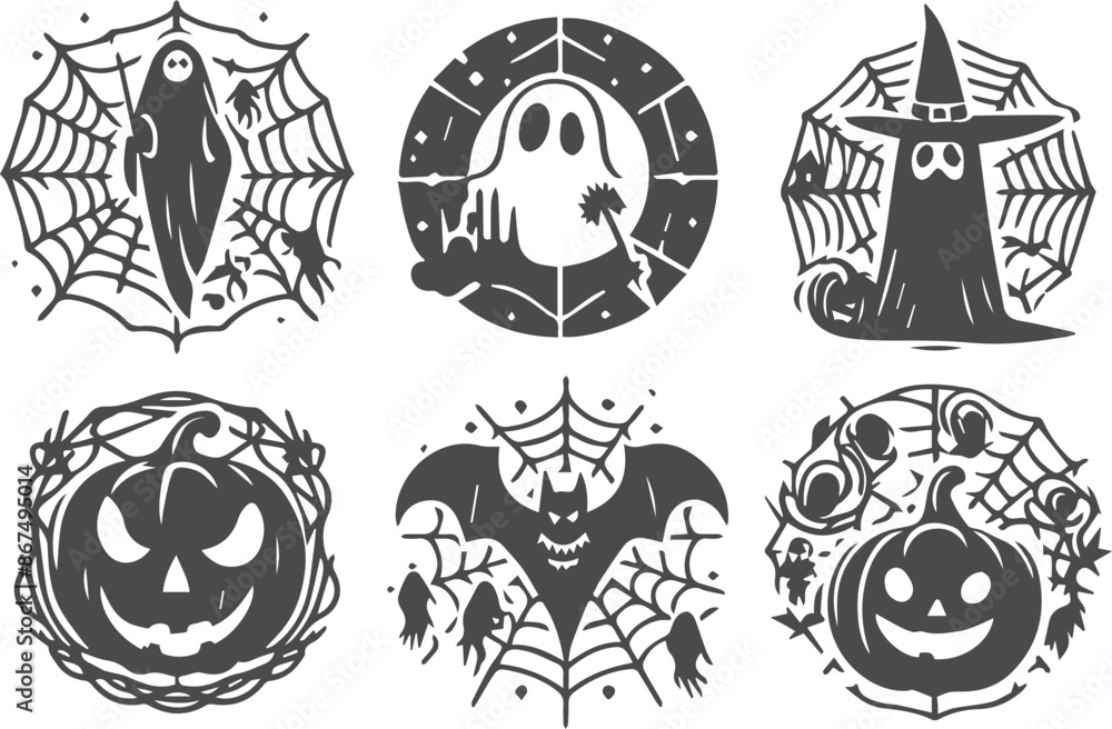 Obraz premium Mystical Halloween TShirt Vector Design Set