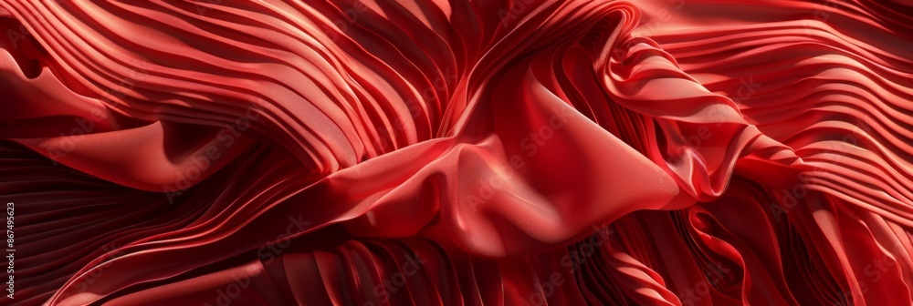 Vivid Abstract Art: Red Ribbons Wave and Flow with Texture Vivid Abstract Art: Red Ribbons Wave and Flow with Texture