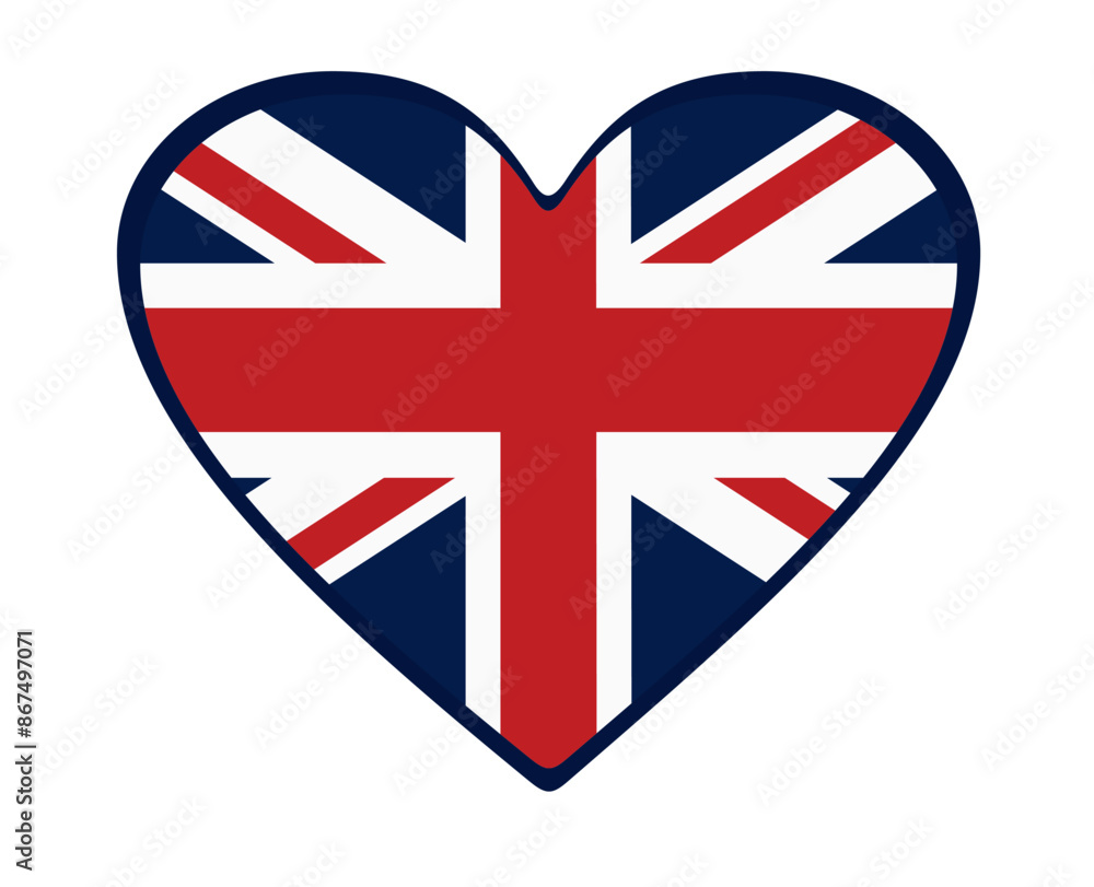 Obraz premium Great Britain flag heart shaped. vector