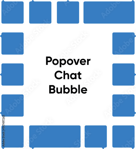 Chat box message bubbles in blue colour. Balloon messenger screen template. Social media application Chatting interface. Vector Speech Bubbles Icons collection. Flat Messages for iOSSet of Speech Icon