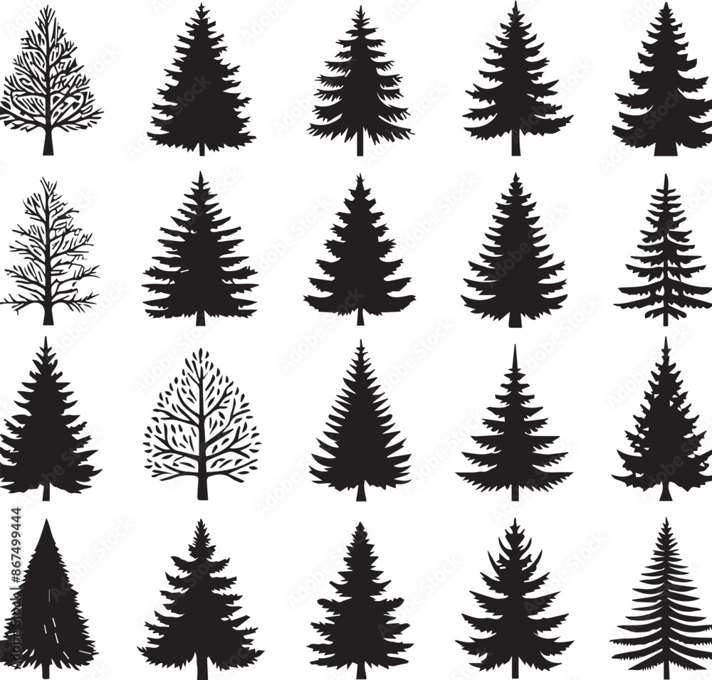 Classic Oak Tree Silhouette Vector Design Collection Classic Oak Tree Silhouette Vector Design Collection