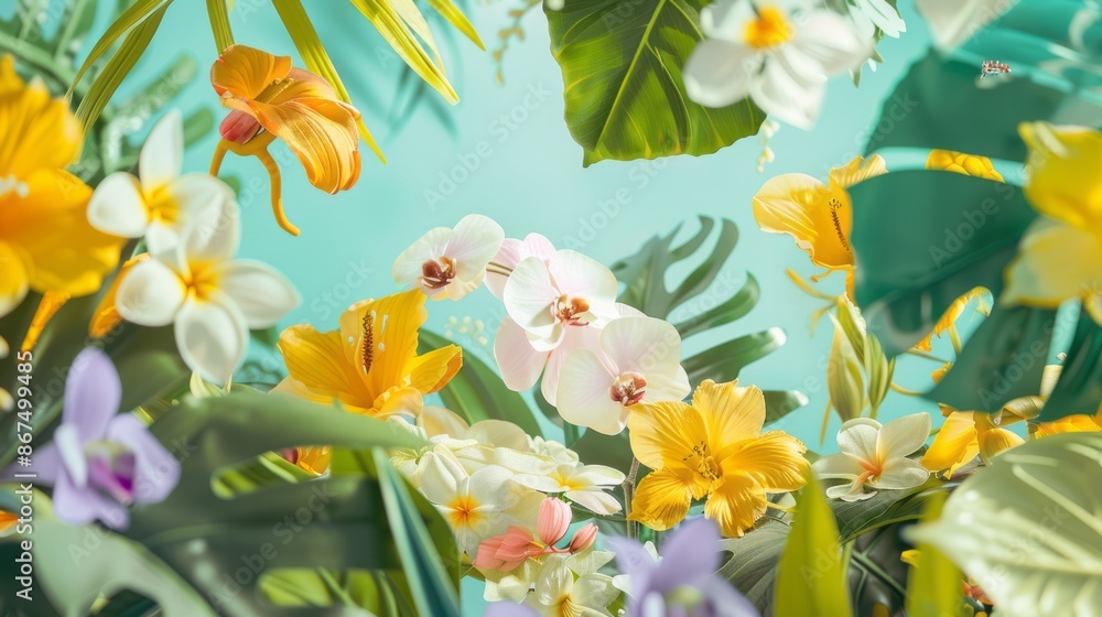 Fototapeta premium floral or plant-related product on a colorful. concept for ads