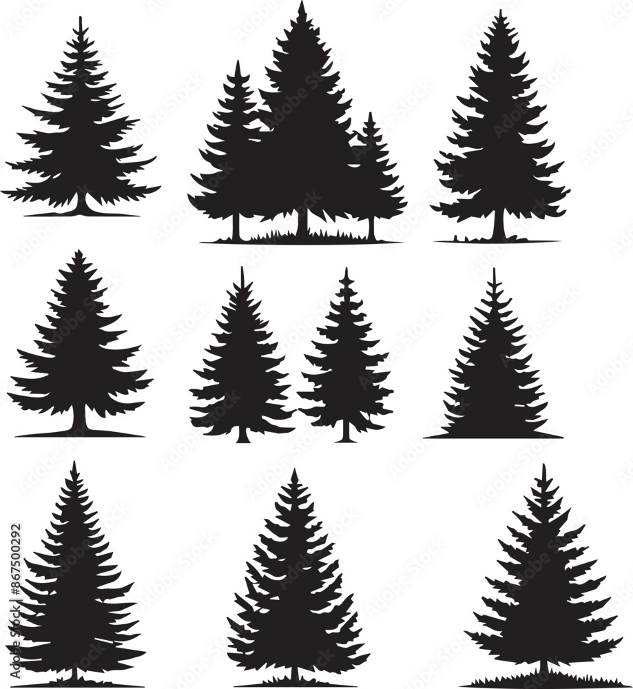 Obraz premium Hand Drawn Tree Silhouette Vector Illustration