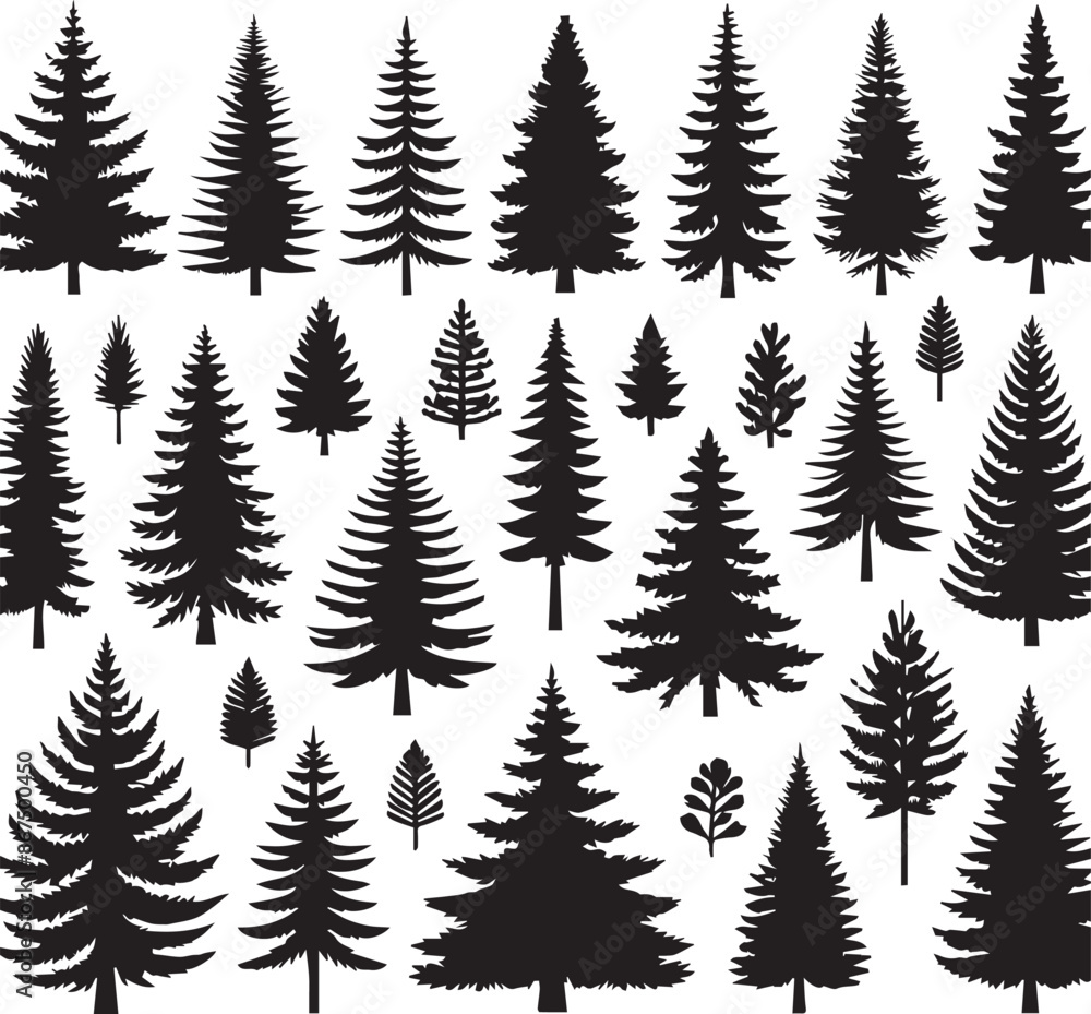 Fototapeta premium Vintage Tree Silhouette Vector Illustration Collection