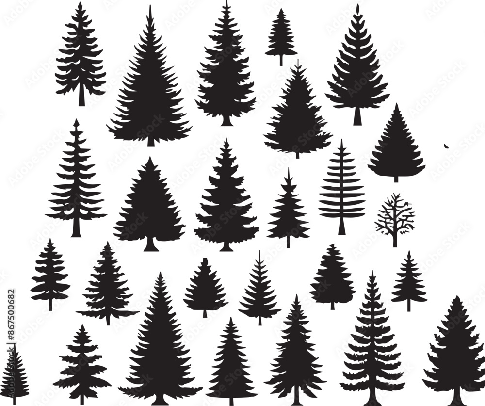 Fototapeta premium Classic Tree Silhouette Vector Art Pack
