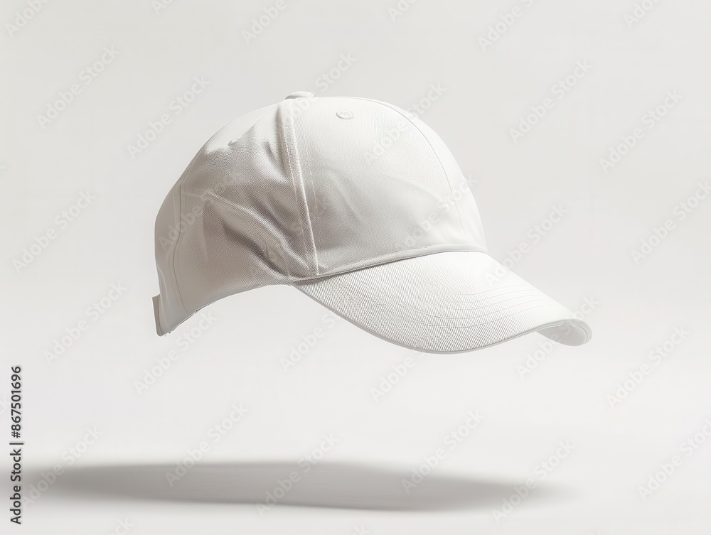 pristine white baseball cap floating against pure white background clean lines and subtle shadows highlight the caps form and texture pristine white baseball cap floating against pure white background clean lines and subtle shadows highlight the caps form and texture