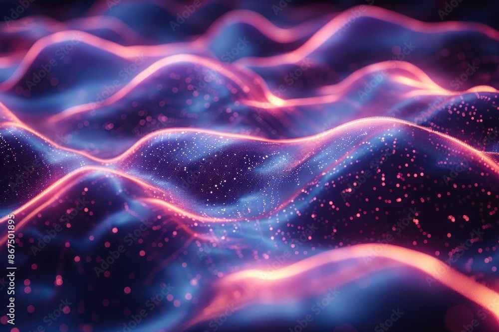 Abstract Wavy Background with Glowing Lights Abstract Wavy Background with Glowing Lights