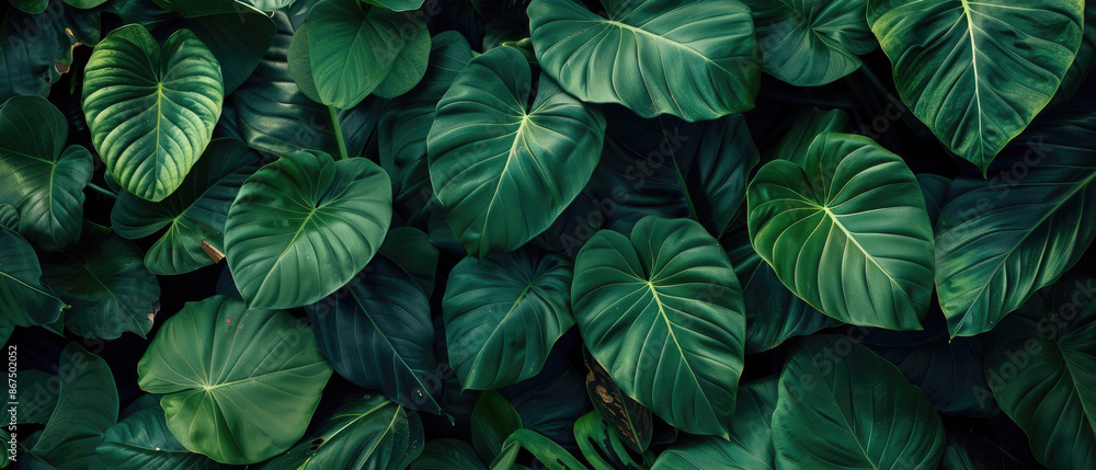 Closeup green leaves of elephant ear in jungle. Closeup green leaves of elephant ear in jungle.