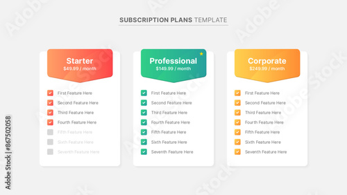 Product Plan Offer Price Package Subscription Options Comparison Table Chart Infographic Design Template