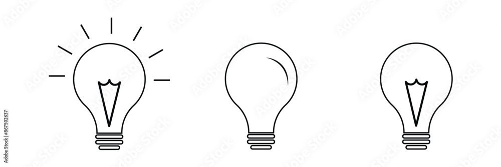 Light Bulb icon set, Idea icon symbol vector on white background. Vector Illustration. Light Bulb icon set, Idea icon symbol vector on white background. Vector Illustration.