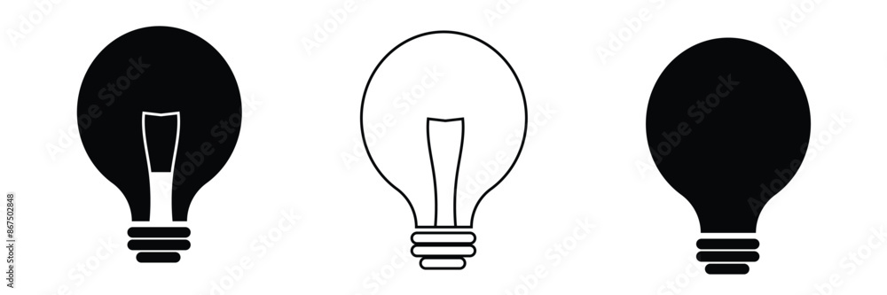 Light Bulb icon set, Idea icon symbol vector on white background. Vector Illustration. Light Bulb icon set, Idea icon symbol vector on white background. Vector Illustration.