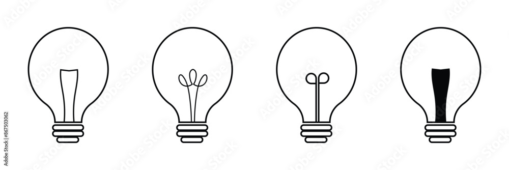 Light Bulb icon set, Idea icon symbol vector on white background. Vector Illustration. Light Bulb icon set, Idea icon symbol vector on white background. Vector Illustration.