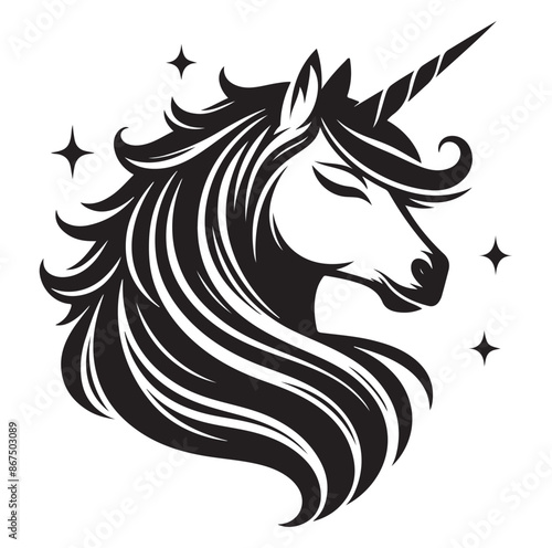 Unicorn face silhouette Vector Isolated Vector Illustration