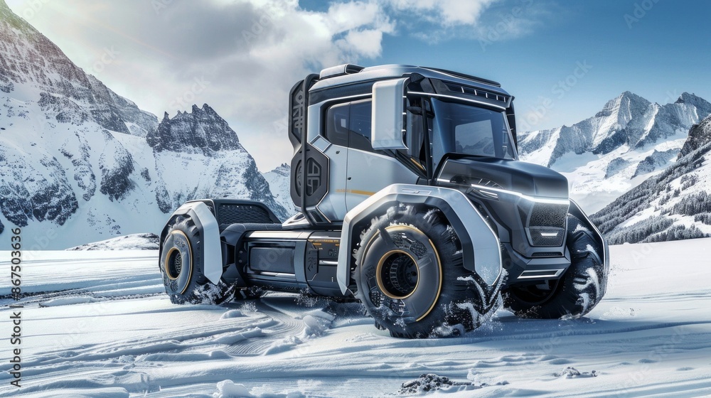 Futuristic desert off road truck for exploring remote areas Futuristic desert off road truck for exploring remote areas