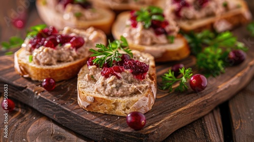 Wallpaper Mural Chicken pate with cranberry spread on toasted baguette slices Traditional rural cuisine Torontodigital.ca