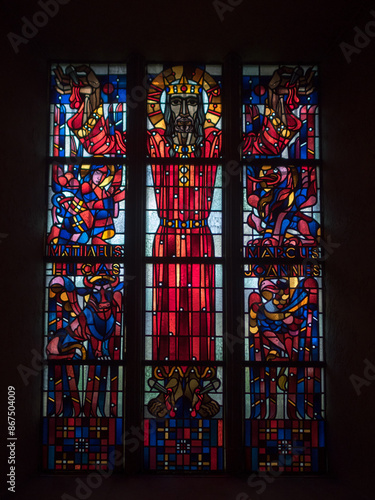 Obraz na płótnie Stained glass window of Luxembourg Cathedral w salonie