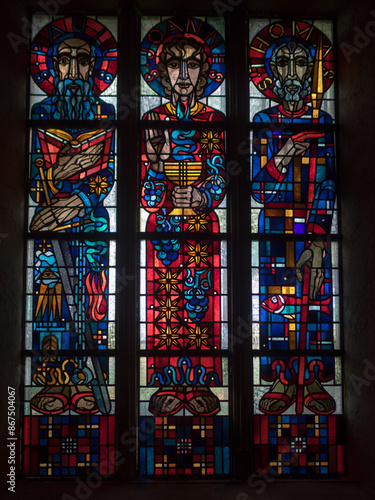 Obraz na płótnie Stained glass window of Luxembourg Cathedral w salonie