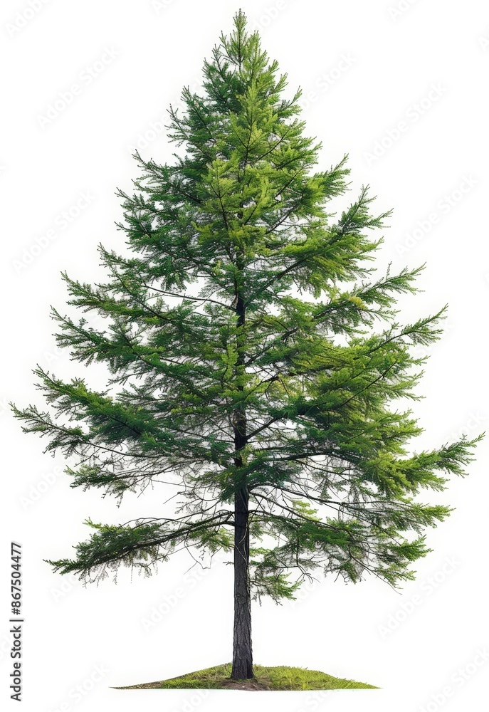 Vibrant Evergreen Tree Against White Background Vibrant Evergreen Tree Against White Background