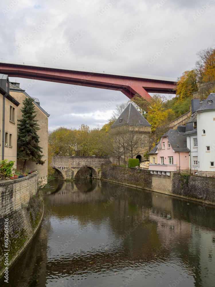 Grand Duchess Charlotte Bridge over the Alzette river and Pfaffenthal
