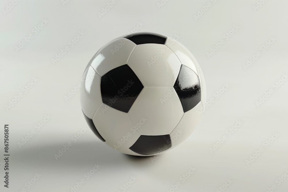 Shiny Black and White Soccer Ball on White Background Shiny Black and White Soccer Ball on White Background