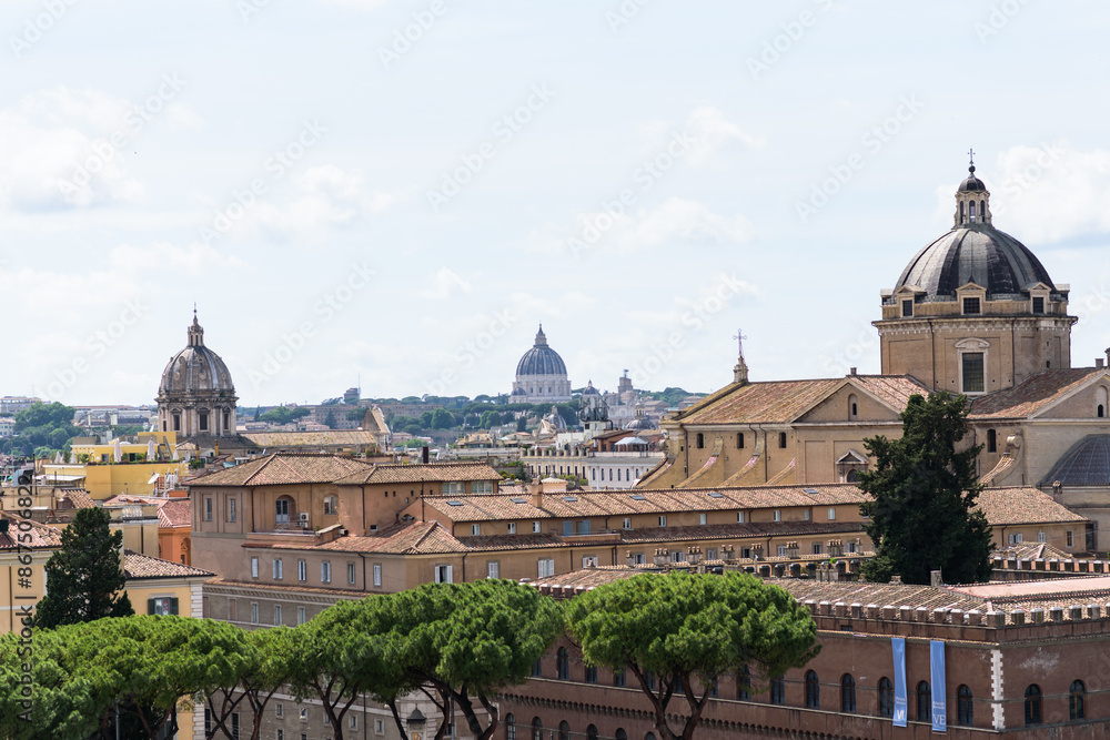 Obraz premium Blick vom Monumento Vittorio Emmanuele II auf Colonna Traiana