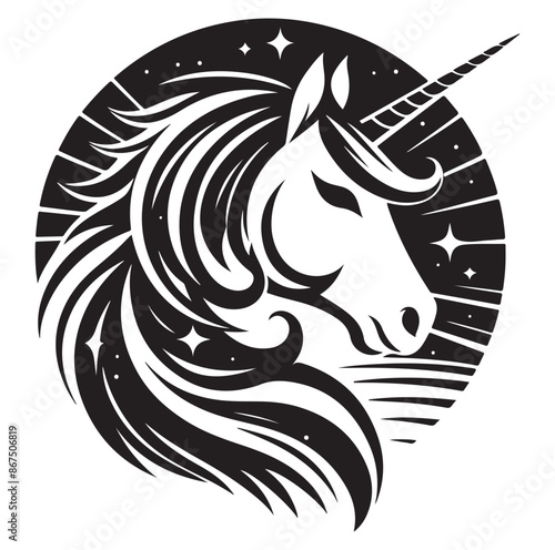 Unicorn face silhouette Vector Isolated Vector Illustration