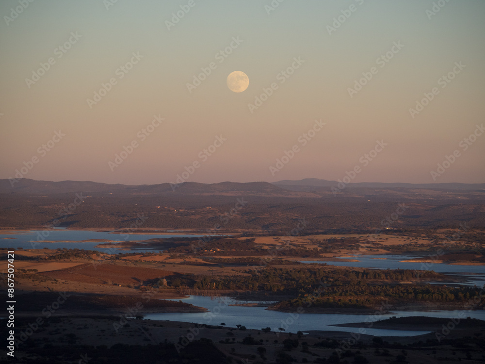 Full moon over Alqueva lake