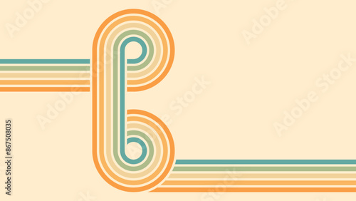 Abstract background of rainbow groovy Wavy Line design in 1970s Hippie Retro style. Vector pattern ready to use for cloth, textile, wrap and other.