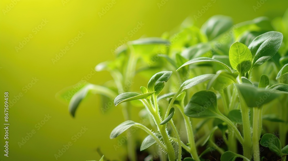 Sunflower sprouts in green with space for text Sunflower sprouts in green with space for text