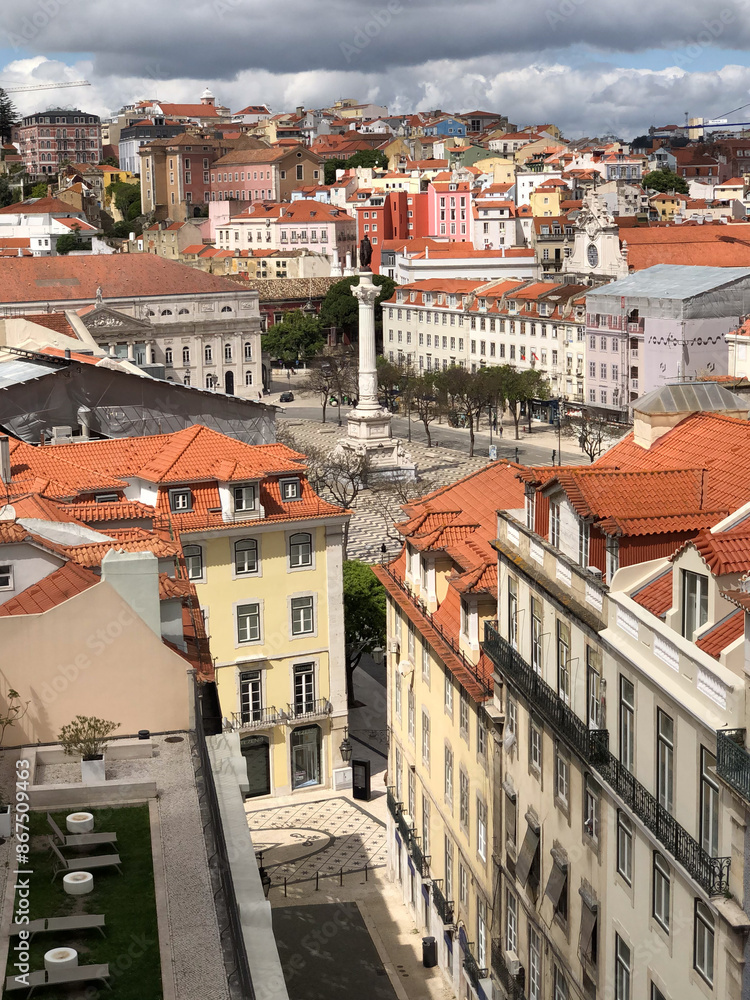 Empty Lisbon downtown streets due to COVID-19 confinement