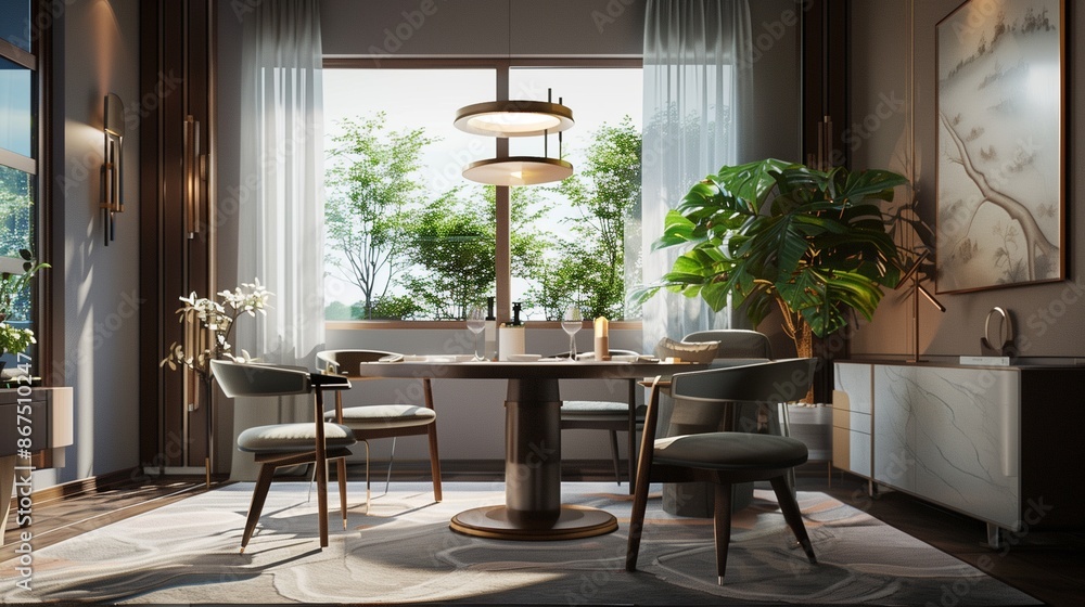 Obraz premium Interior dining area. 3d illustration