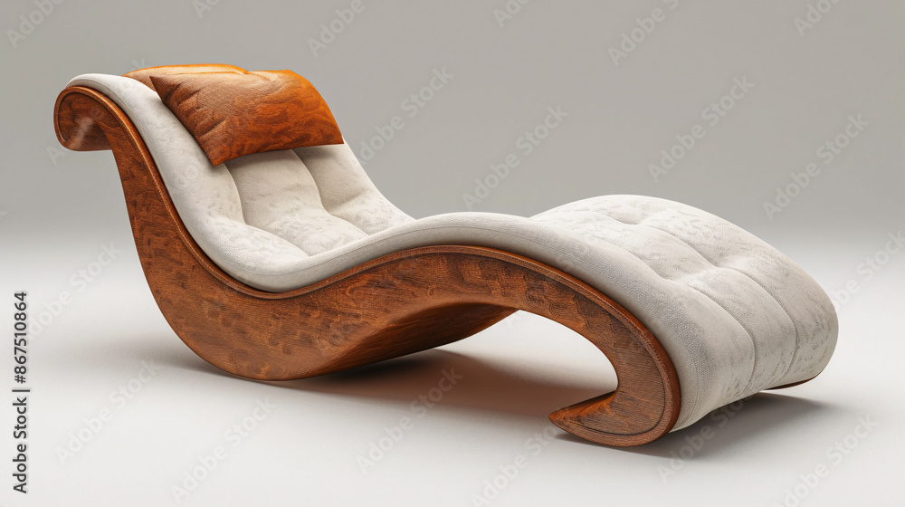Beige lounge chair in modern style, 3D render on white background Beige lounge chair in modern style, 3D render on white background