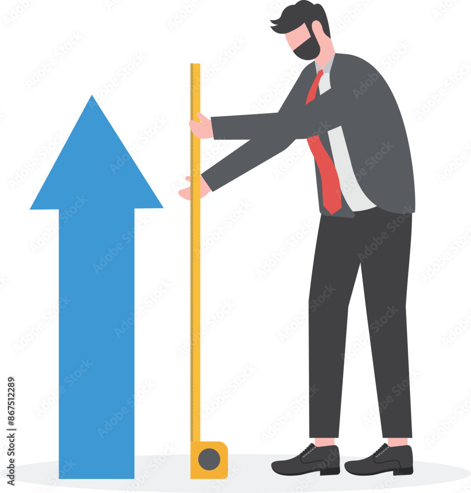 Businessman taking tape measure and counting the height of business development
Businessman taking tape measure and counting the height of business development